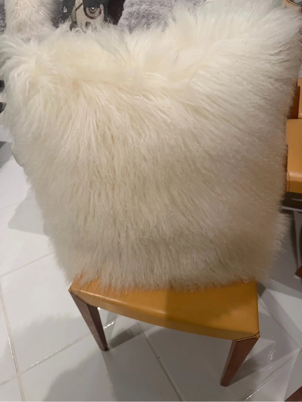 Crate&Barrel White Mongolian Fur 20” Accent Pillow New
